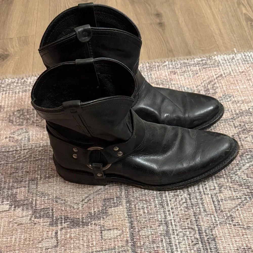 Frye Black Leather Ankle Boots - Picture 1 of 5